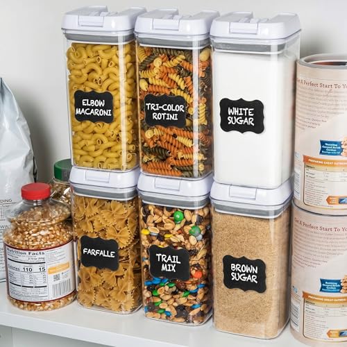 6 PC 1.2L Clear Plastic Airtight Pantry Storage Containers with Lids (Matte White)