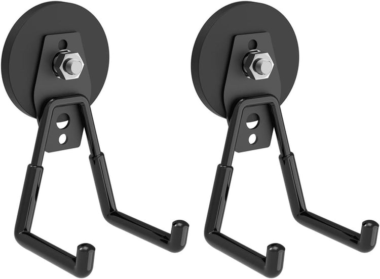 Heavy Duty Magnetic Hooks with 2.60" D Super Strong Round Magnetic Base- 2Pack, Strong Large Magnet Hook, Magnetic Storage Hooks for Power Drill,Garden Tools,Hose,Pegboard,Garage,Workshop