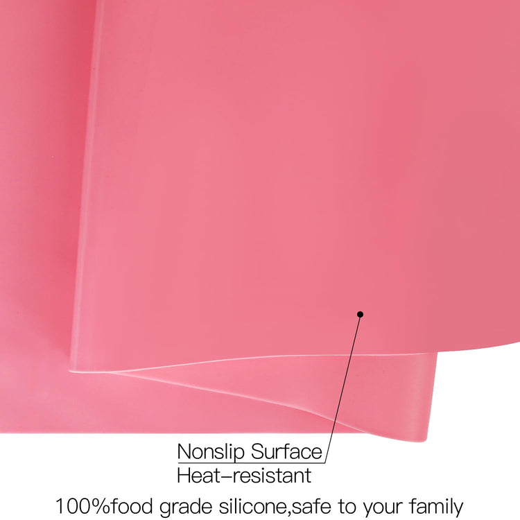 Extra Large Silicone Mats for Kitchen Counter, 27.6'' x19.7'' Silicone Placemats for Kids, Nonstick Silicone Mat for Baking Crafts, Nonskid Heat Resistant Mat Pink Kids Placemats for Table, Pink