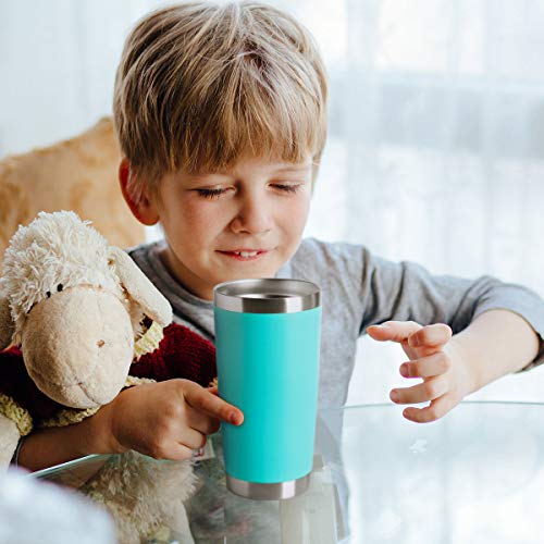 20oz Tumblers Bulk Stainless Steel Cup with Lid Double Wall Vacuum Insulated Coffee Mug for Cold & Hot Drinks 1 Pack (Light Blue-A / 1 Count (Pack of 1))