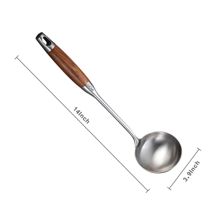 Soup Ladle 304 Stainless Steel Cooking Ladle with Wooden Handle