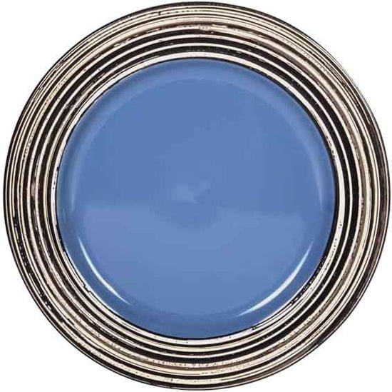 48 Piece Dinnerware Set, Ceramic Plates and Bowls Sets for 8, Microwave and Dishwasher Safe, Handcrafted Tree Bark Series Dish Set, Blue