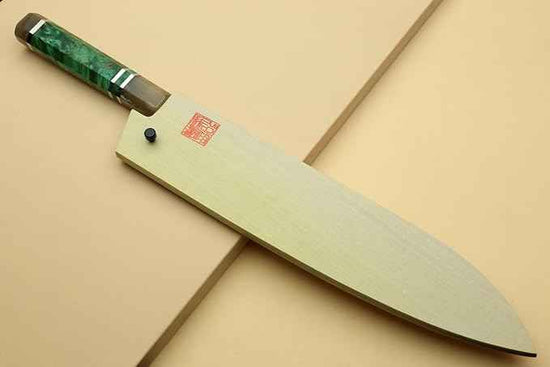 Yoshihiro Damascus SG2 (R2) Semi-Stainless Gyuto Chefs Knife (10.5'' (270mm), Stabilized Maple Burl Handle & Triple Ring)