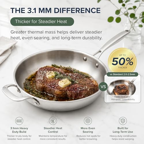 Pro-Smart 9-Piece, 3.1mm Tri-Ply Clad Stainless Steel Cookware Set
