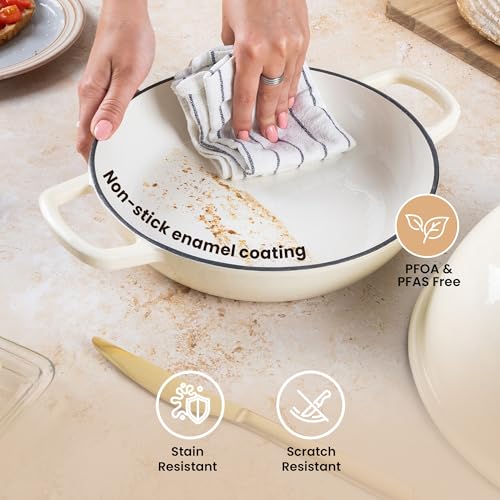 Enamelled Cast Iron Dutch Oven For Bread Baking (Cream)