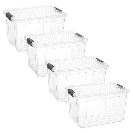 Clear Storage Boxes with Lids (4 Count)