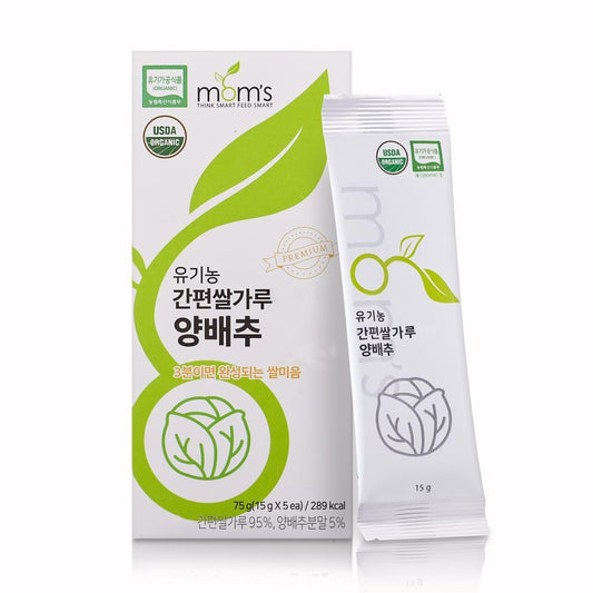 mom's Organic Simple Rice Powder Korean Rice Flour for Soup, Congee (Rice + Cabbage) 15g*5stick/box - Nestoria