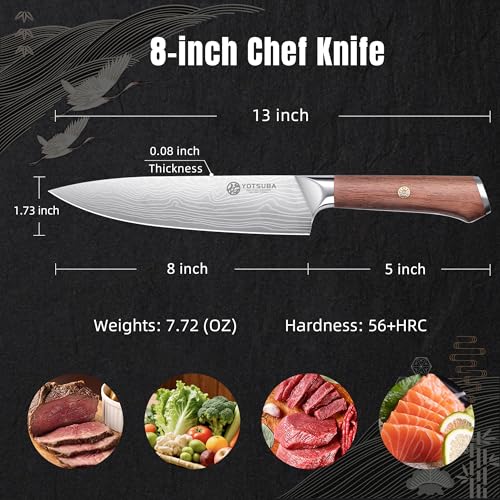 8 Inch Japanese Chef Knife with Full Tang Rosewood Handle
