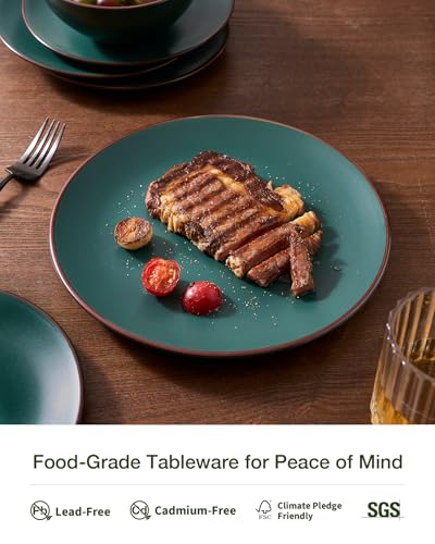 Venus Plates and Bowls Sets with Rim (Dark Green / Serves 8 (24pc))