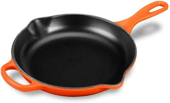Le Creuset Enameled Cast Iron Signature Iron Handle Skillet, 9", Flame