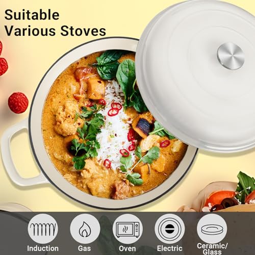 Enameled Cast Iron Dutch Oven (Cream White / 3.8 QT)