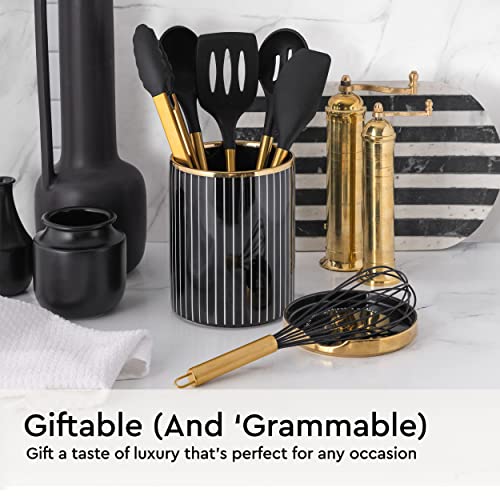 Black and Gold Kitchen Utensils Set (Black & Gold)