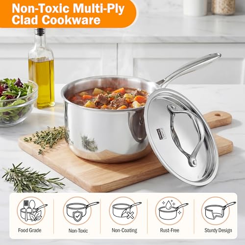 Multi Ply Clad Stainless Steel Pots and Pans Set (10 Count)