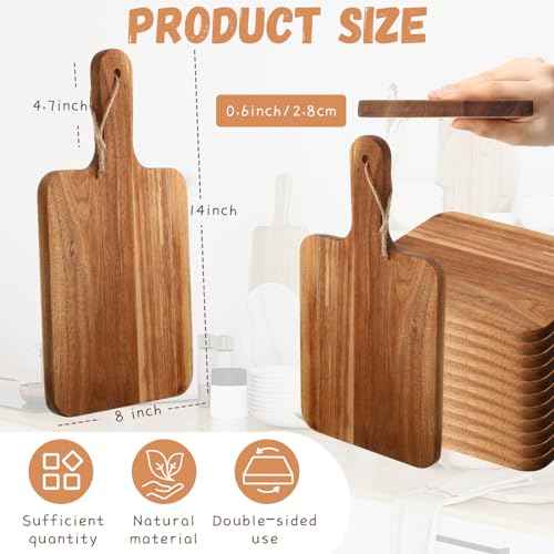 16 Pcs Acacia Wood Cutting Board with Handles Bulk (16 Count)