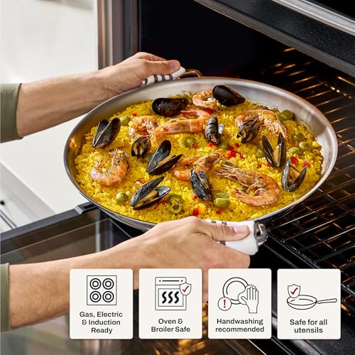 D3® Stainless Steel 14 inch Paella Pan