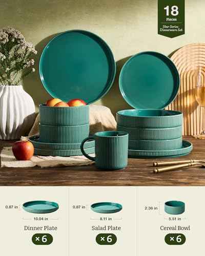 Stoneware Dishes Dinnerware Sets for 6 (18 Count)