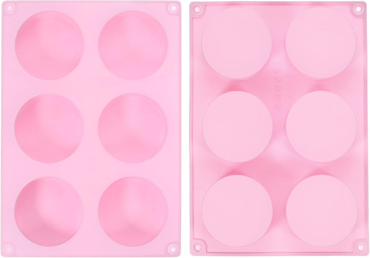 uxcell 2pcs Silicone Muffins Pan, 6 Cup Silicone Cupcake Pan Nonstick Baking Tray for Muffins, Cupcakes, Dishwasher Safe, Pink