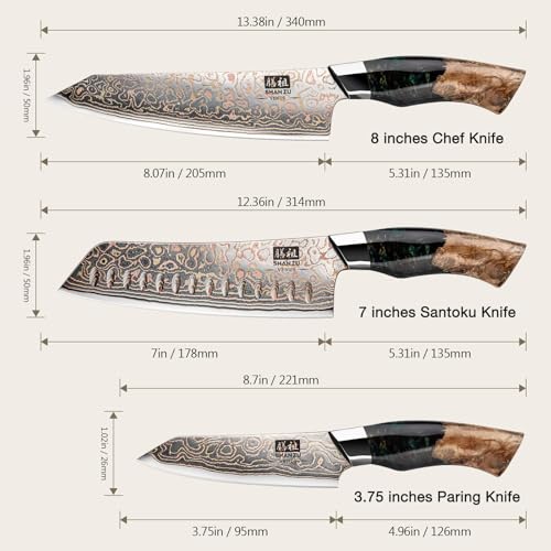 3PCS Damascus Knife Set