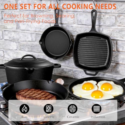 6 Piece Pre Seasoned Cast Iron Cookware Set