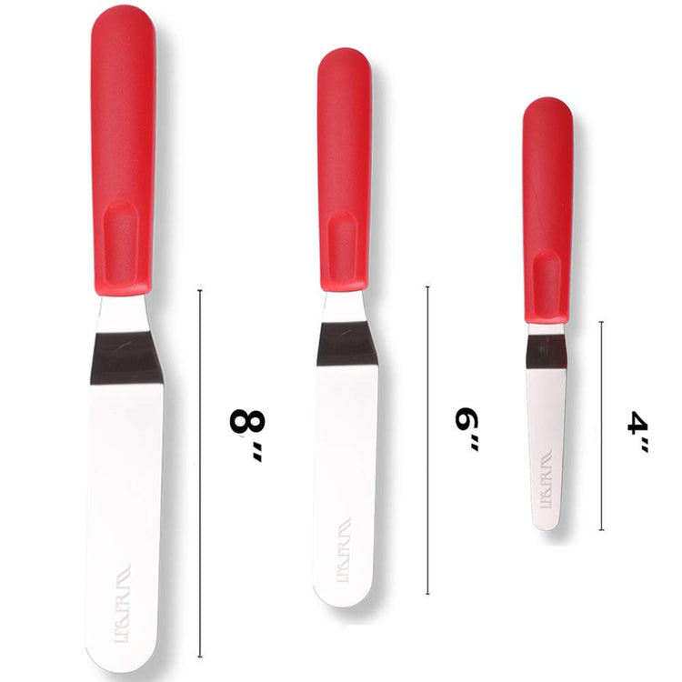 Cake Offset Spatula set of 4 6 8 inch Angled Icing Spatula Cake Decorating Frosting Knife (3 Count)
