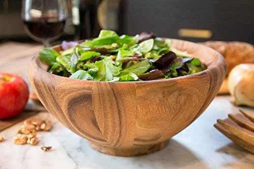 Ironwood Acacia Wood Salad Bowl (12" Large Salinas Salad Bowl)