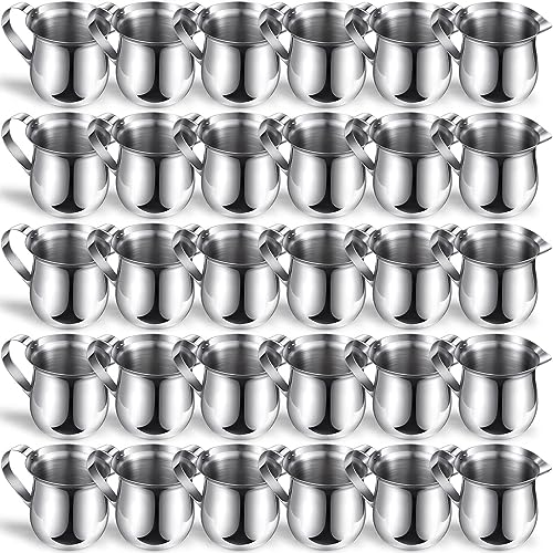 48 Pcs Stainless Steel Bell Creamers 3 oz Creamer Pitcher for Serving Milk Coffee Cream Syrup Sugar Bell Shaped Container Espresso Shot Frothing Pitcher Cup for Restaurant Cafes Home