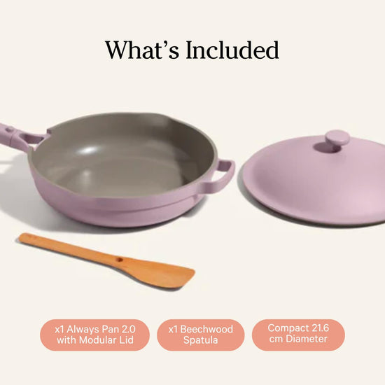 Our Place Mini Always Pan 2.0-8.5” (1.2 Qt) Nonstick, Toxin-Free Ceramic Cookware | Patented 10-in-1 Aluminum Frying & Sauté Pan | Safe for Oven, Induction & All Cooktops up to 450°F | Lavender - Nestoria