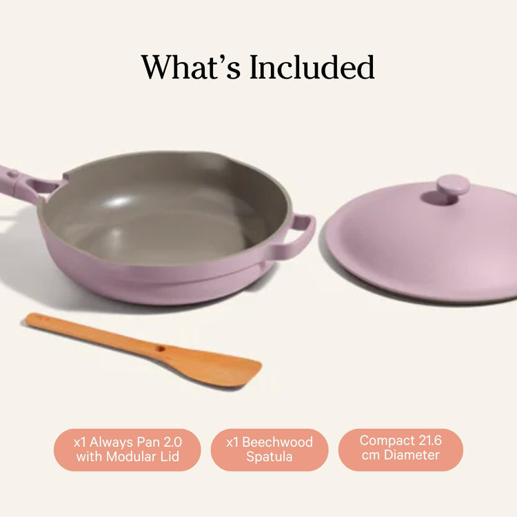 Our Place Mini Always Pan 2.0-8.5” (1.2 Qt) Nonstick, Toxin-Free Ceramic Cookware | Patented 10-in-1 Aluminum Frying & Sauté Pan | Safe for Oven, Induction & All Cooktops up to 450°F | Lavender - Nestoria