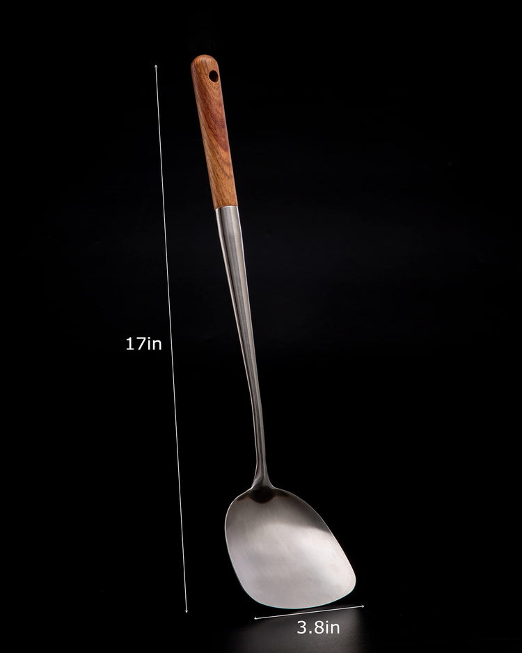 Wok Spatula 17 Inch Stainless Steel Wok Turner for Cast Iron Skillet