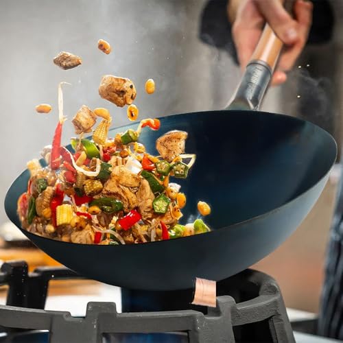 14 Inch Pre Seasoned Blue Carbon Steel Wok