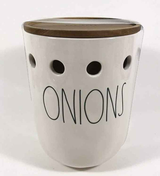 Rae Dunn By Magenta ceramic ONIONS Cellars - Wood Tops