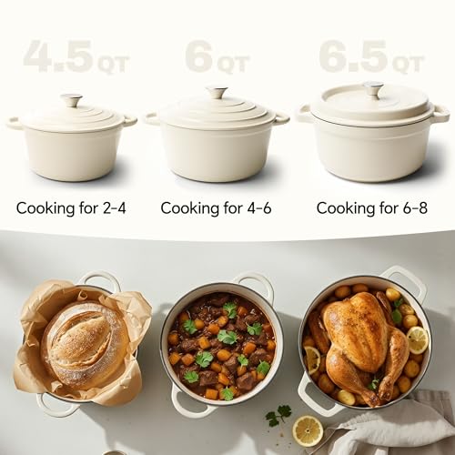 6.5 Quart Dutch Oven Pot with Lid (6.5 QT / Beige)