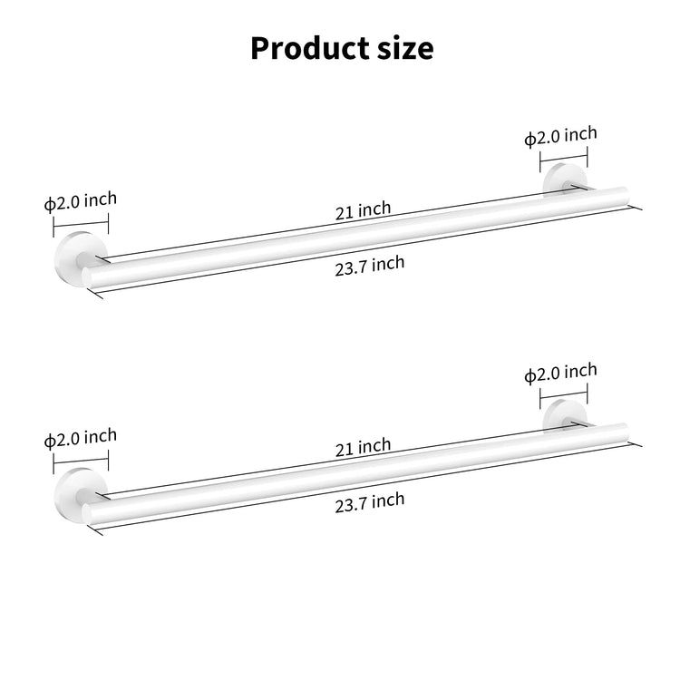 2 Pieces White Bathroom Towel Bar