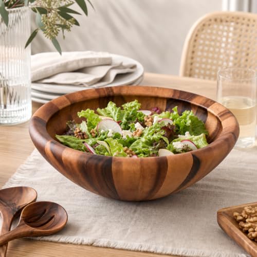 Acacia Wood Salad Bowl (6" Tall x 16" Diameter)