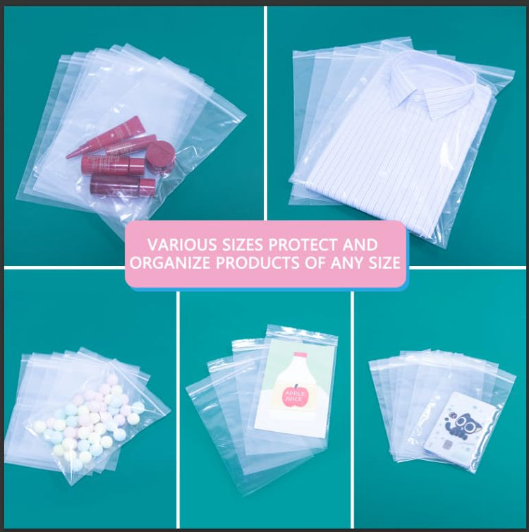 200 Pcs 12" x 15" Large Plastic Zip Poly Bags (200 Count)