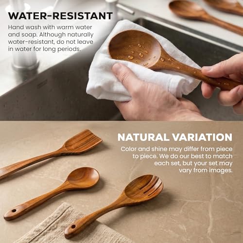 15 Piece Teak Wooden Utensils for Cooking (15 Piece | Gift Box)