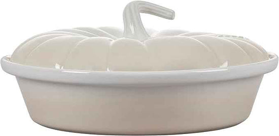 Le Creuset Stoneware Figural Pumpkin Baker with Lid, 9", Meringue