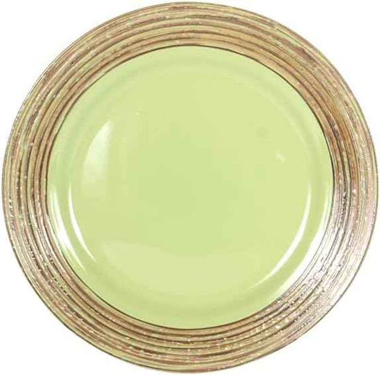 16 Piece Dinnerware Set, Ceramic Plates and Bowls Sets for 4, Microwave and Dishwasher Safe, Handcrafted Tree Bark Series Dish Set, Oak Forest/Dark Green