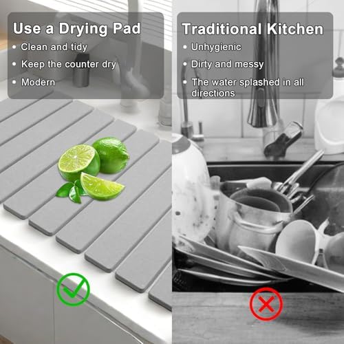Large Stone Dish Drying Mat for Kitchen Counter