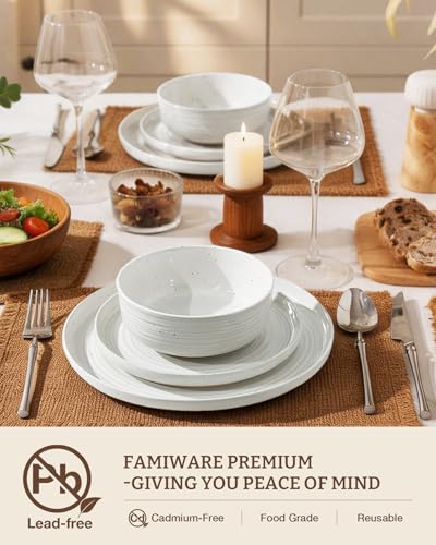 Stoneware Dinnerware Sets for 6 (White)