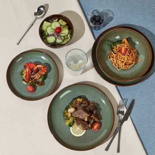 16 Piece Double Bowl Dinnerware Sets with Pasta Bowls