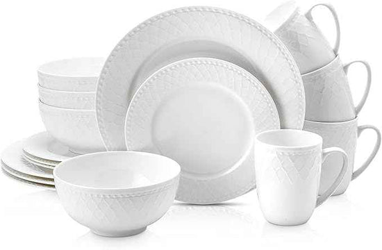 Stone Lain Alexandria 16-Piece Dinnerware Set Bone China, White