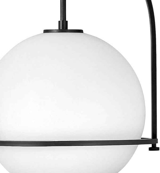 Hinkley Somerset Large Hanging Pendant Light, Etched Opal Glass Globe, for Even or Sloped Ceilings, Customize Installation Height, Black