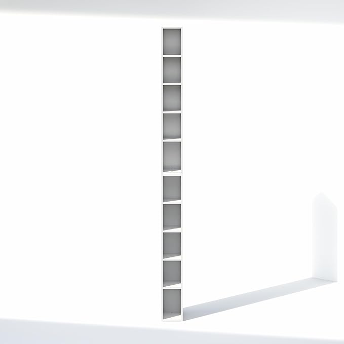 Furinno Fulda 10-Tier Closet Organizers and Storage, Open Shelf, Storage Organizer, 6-Inch Width, for Closet, Bedroom, White