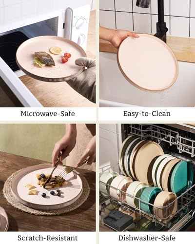 Plates and Bowls Set with Rim (12 Count)