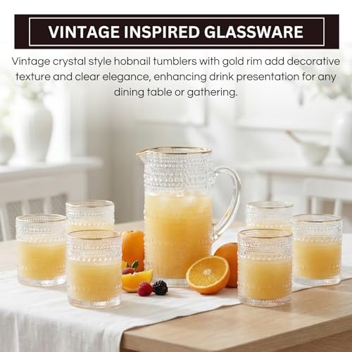 Gold Rim Hobnail Highball Glasses Set of 6 (6 Count)