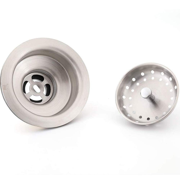 3-1/2 Inch Kitchen Sink Drain Assembly with Strainer Basket/Drain Stopper, All Stainless Steel Sink Drain Kit Durable and Rustproof