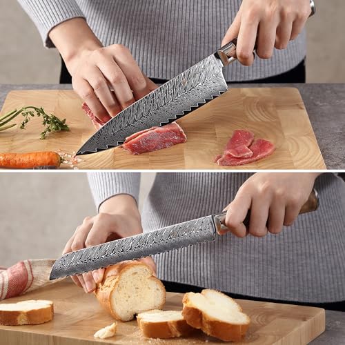5 Piece Damascus Kitchen Knife Set with Magnetic Block (5 Count)