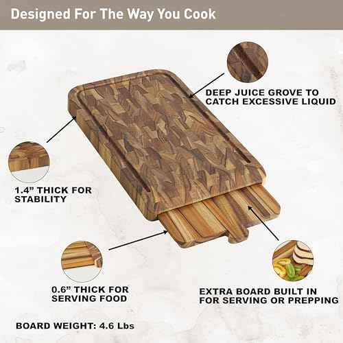 Teak Cutting Board for Kitchen (2 Count)
