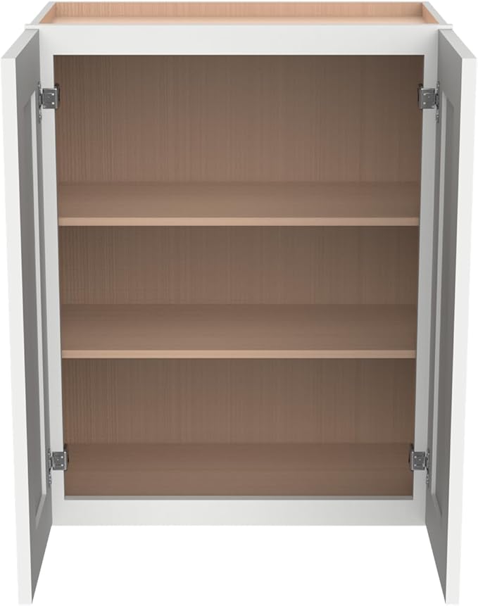 Wall-Mounted Cabinet – Solid Wood Shaker Style Medicine Cabinet with Adjustable Shelves & Soft-Close Doors for Bathroom, Kitchen, and Office Storage (Origami White, 36" W x 12" D x 30" H)